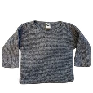 Chunky Knit Wool Sweater Dolman Sleeves Grey Hand-knit Cestari Virginia Size SM